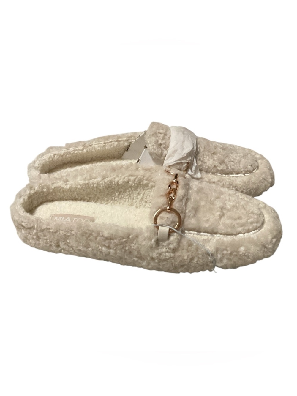 NWT MIATOO  ESPEN Off White Shearling Slipper Slides, Size 9M Retail 54.99